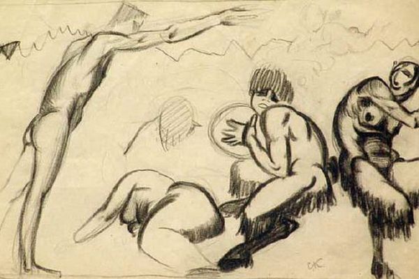 Сергей Кольцов. Сатиры, 1916. Бумага, уголь, 21х34 см. Фото: аукционный дом СОВКОМ, Москва