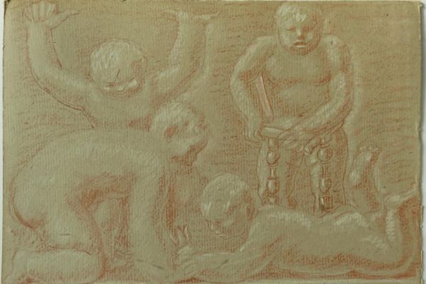 Сергей Кольцов. Детдом, 1920-е - 1930-е. Из серии Соцкультбыт. Картон, сангина, мел, 31,9х45,7 см. Государственный исторический музей, Москва