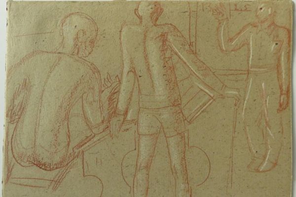 Сергей Кольцов. Школа, 1920-е - 1930-е. Из серии Соцкультбыт. Картон, сангина, мел, 31,5х45,6 см. Государственный исторический музей, Москва