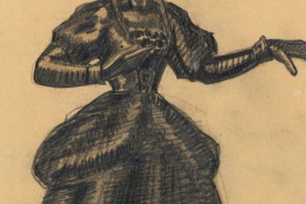 Сергей Кольцов. Статуэтка, начало 1920-х. Бумага, карандаш, 33,3х20 см. Фото Аукционный дом Литфонд, Москва