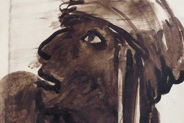 Сергей Кольцов. Юноша в арабском платке, 1920-е. Бумага, гуашь, 26,5х21 см. Фото Домантикварнойкниги - аукцион В Никитском, Москва