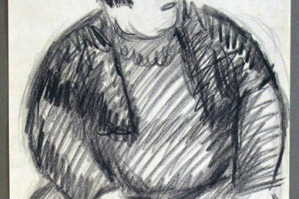 Сергей Кольцов. Контролерша метро. Париж, 1928-1930. Бумага, карандаш, уголь, 42х26,5 см. Вологодская областная картинная галерея