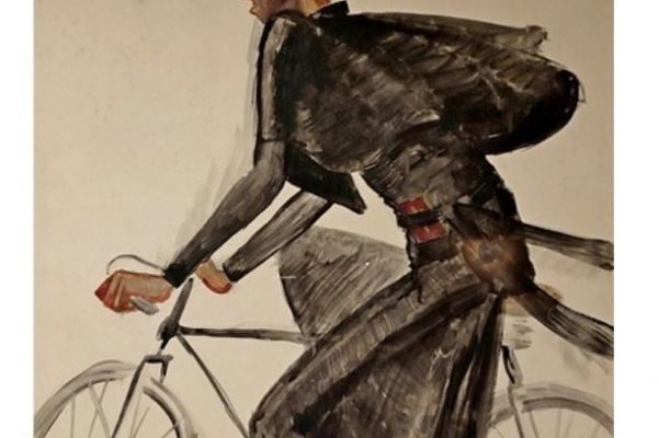 Сергей Кольцов. Механизированный католический поп, 1928-1930. Бумага на картоне, акварель. Из собрания М. Арефьева. Фрагмент экспозиции выставки Между Парижем и Москвой в Музее Москвы, 2025. Фото: bogachkova1957.livejournal.com