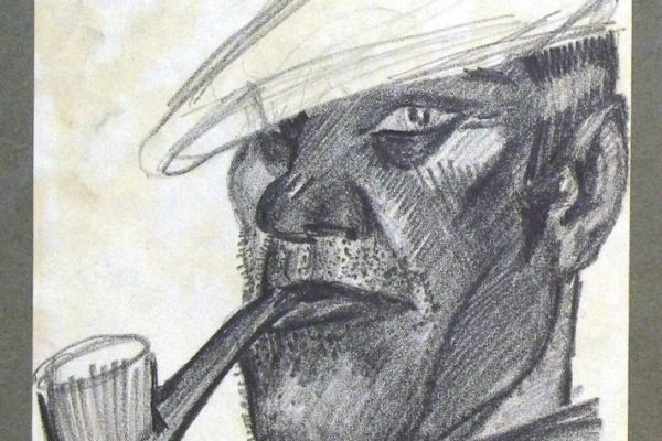 Сергей Кольцов. Рабочий с трубкой, 1928-1930. Бумага, карандаш, 20,5х18 см. Вологодская областная картинная галерея