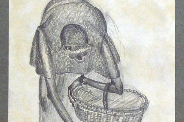 Сергей Кольцов. Собирающие щепки, 1928-1930. Бумага, карандаш, 28х18 см. Вологодская областная картинная галерея