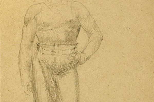 Сергей Кольцов. Комбайнер, 1930-е. Бумага, карандаш, 18,7х13,7 (в свету). Фото: Аукционный дом Литфонд, Москва