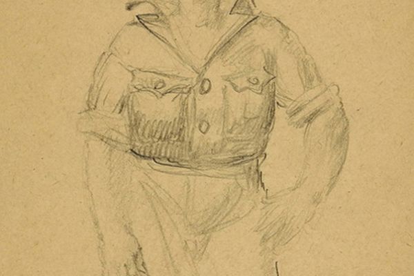 Сергей Кольцов. Тракторист, 1930. Бумага, карандаш, 18,5х13,8 см. Фото: Аукционный дом ''Литфонд'', Москва