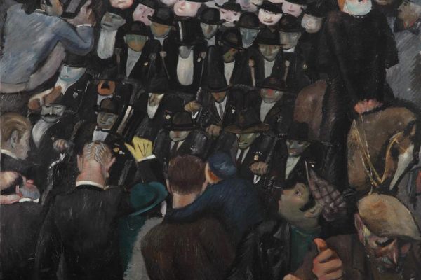 Сергей Кольцов. Парад победителей-инвалидов в Париже 11 ноября 1928 года, 1932. Картон, масло, 60,8х74 см. Пермская государственная художественная галерея