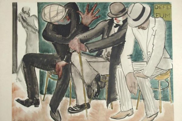 Сергей Кольцов. Разногласие, 1932. Бумага на картоне, акварель, 48,4х53,5 см. Рыбинский государственный историко-архитектурный и художественный музей-заповедник, Ярославская область