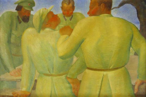 Сергей Кольцов. Совет красных командиров, 1932. Холст, масло, 116х82 см. Вологодская областная картинная галерея