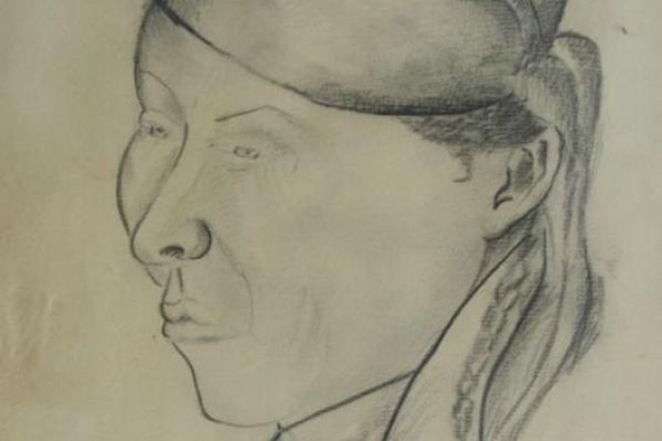 Беатриса Сандомирская. Колхозница колхоза имени Джамбула, 1938. Бумага, карандаш, 26х17 см. Пензенская областная картинная галерея имени К.А. Савицкого