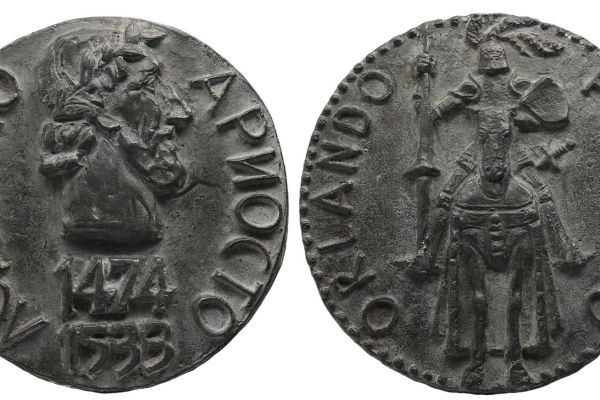Владимир Похалецкий. Лодовиго Ариосто, 1974. Памятная медаль к 500-летию со дня рождения поэта. Свинец, диаметр 20 см