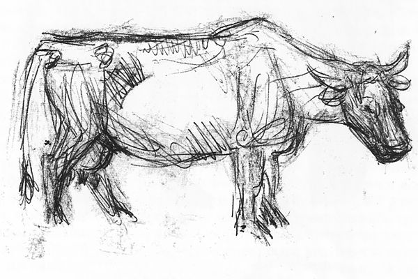 Алексей Цветков. Корова, 1991. Бумага, карандаш