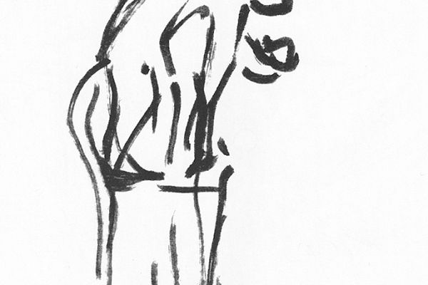Алексей Цветков. Обезьяна с апельсином, 1995. Бумага, карандаш