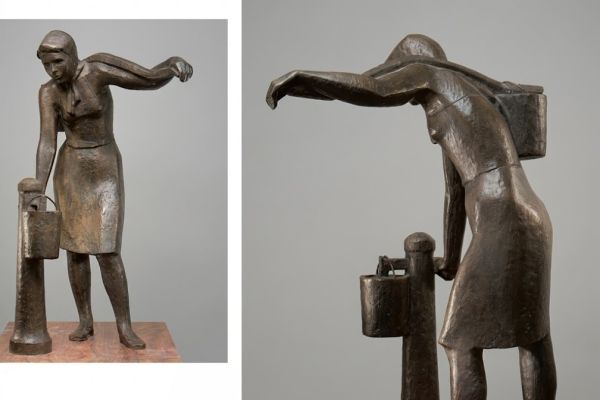 Юрий Чернов. У колонки (ракурсы), 1966. Бронза, 65х46х31 см. Государственная Третьяковская галерея, Москва