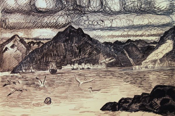 Александр Белашов. Уэленская бухта, 1971. Бумага, карандаш. Чукотка. Фото из архива А.А. Белашова