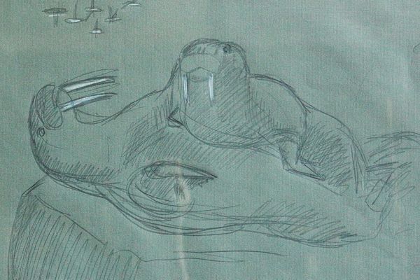 Александр Белашов. Морж просится в воду, 1978. Бумага, карандаш. Чукотка. Фото из архива А.А. Белашова