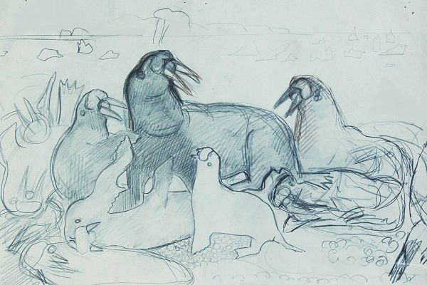 Александр Белашов. Я тут главный!, 1978. Бумага, карандаш. Чукотка. Фото из архива А.А. Белашова