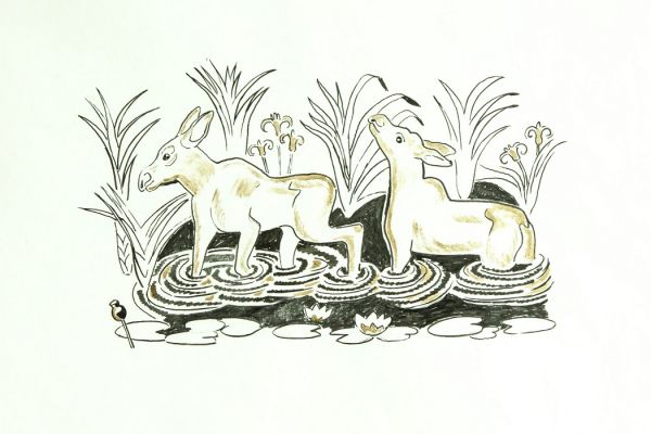 Александр Белашов. Лосята, 1991. Бумага, тушь. Фото из архива А.А. Белашова