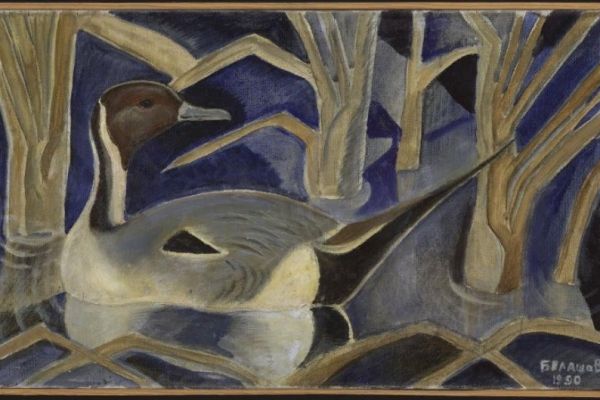 Александр Белашов. Утка-шилохвостка, 1990. Холст, масло, 56х34 см (с окантовкой). Государственный биологический музей имени К.А. Тимирязева, Москва
