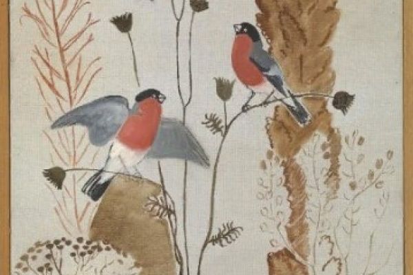 Александр Белашов. Снегири, 1994. Холст, масло, 53,5х103 см (с окантовкой). Государственный биологический музей имени К.А. Тимирязева, Москва