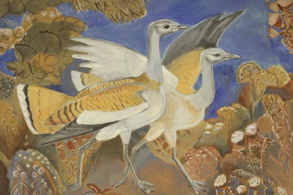 Александр Белашов. Бегущие дрофы, 1995. Холст, масло, 90х120 см. Государственный Дарвиновский музей, Москва