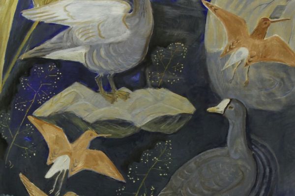 Александр Белашов. Белолобые гуси, 2007. Масло. Государственный Дарвиновский музей, Москва
