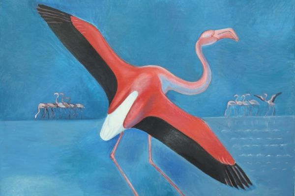 Александр Белашов. Фламинго на берегу моря, 1975. Холст, масло. Фото из архива А.А. Белашова