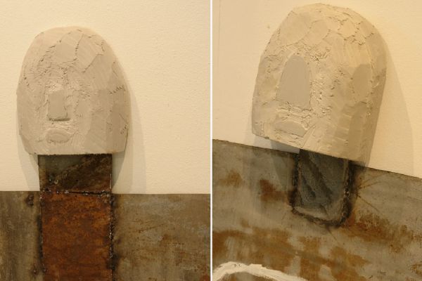 Анатолий Комелин. ''Головы модисток'', 2020. Фрагмент экспозиции выставки ''Реквием-буфф'' в Доме творчества художников в Тарусе Калужской области. Фото из архива А. Комелина